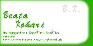 beata kohari business card